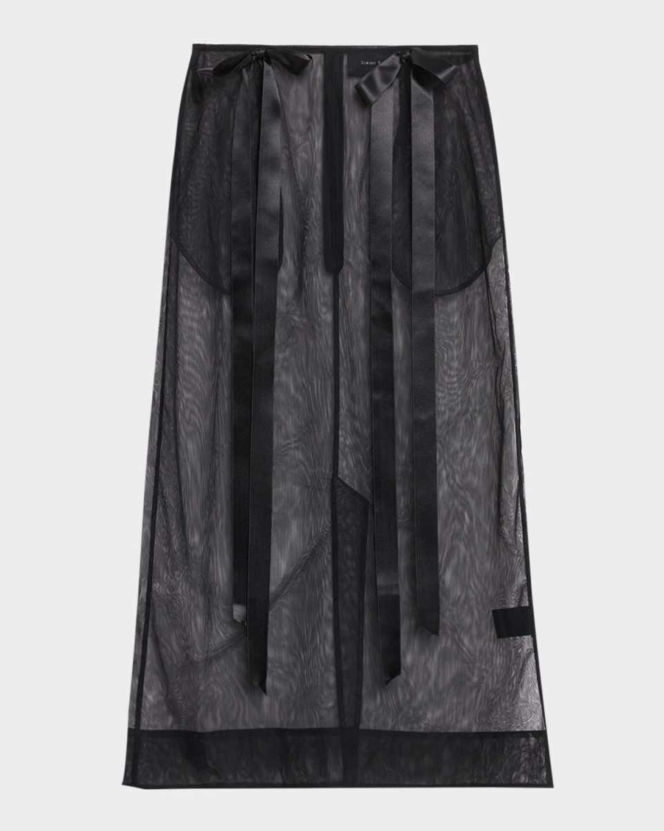 Ribbon Bow Sheer Pencil Skirt